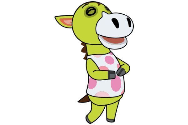 A Playful Cartoon of a Horse-like Creature with a Human-like Body and a Pink Shirt