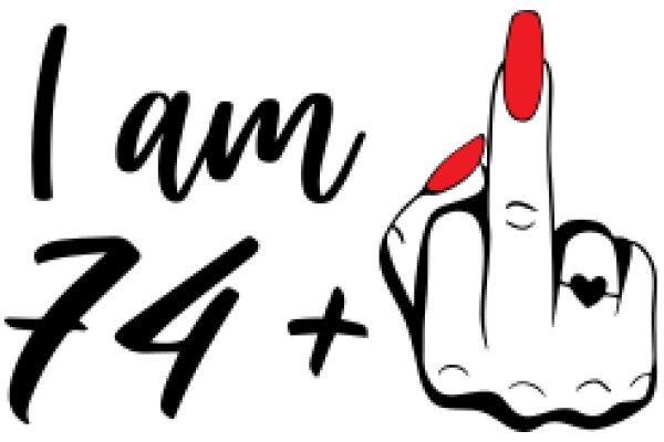 A Playful Expression of Identity: A Cartoon Character with the Text 'I AM 74 +'