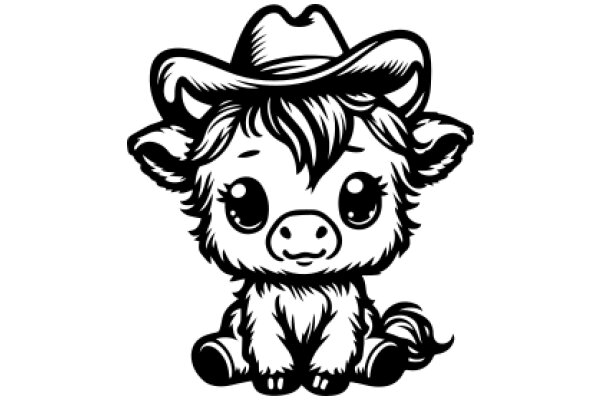 Adorable Cartoon Cow with a Cowboy Hat