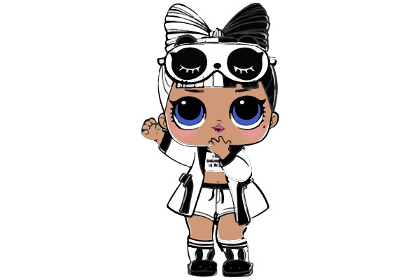 Cartoon Character with Goggles and Bow