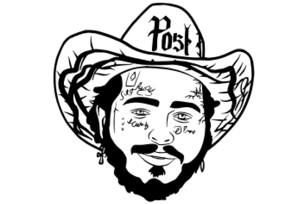 Stylized Portrait of a Man with a Cowboy Hat and Tattoos