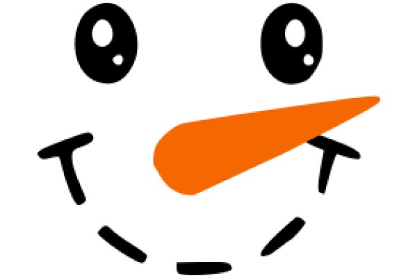A Friendly Smile: A Cartoon Character with a Big Orange Nose and Black Eyes