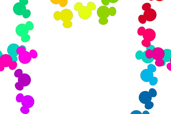 Colorful Mickey Mouse Silhouettes in a Rainbow Gradient
