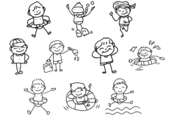 A Collection of Joyful Moments: A Cartoon Illustration of Children's Happiness