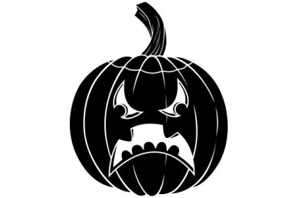 A Halloween-themed logo with a black and white pumpkin design.