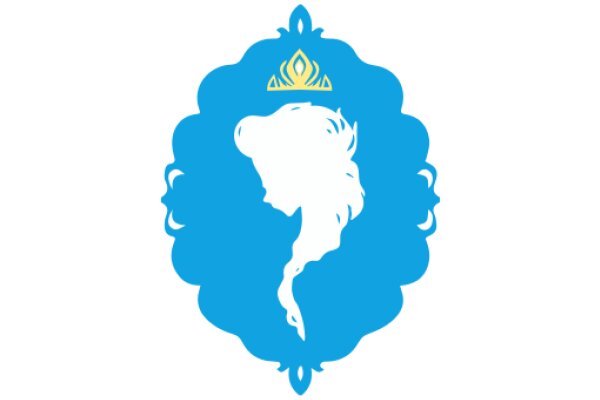 A Blue Crown with a White Silhouette of a Person's Head