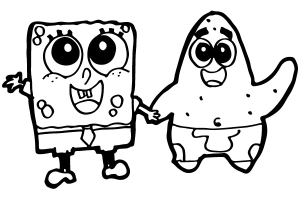 SpongeBob SquarePants and Patrick Star Coloring Page