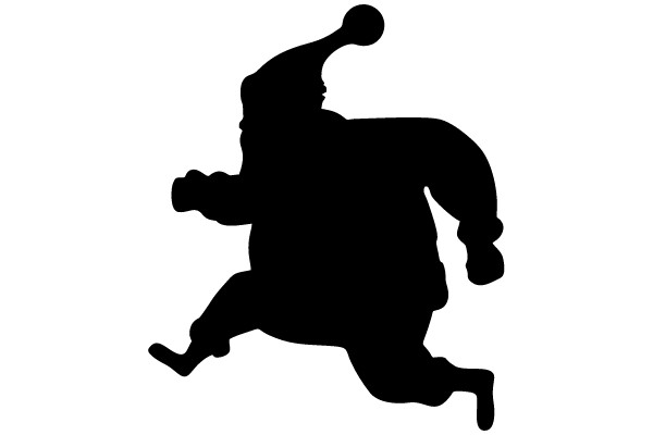 Silhouette of a Running Santa Claus
