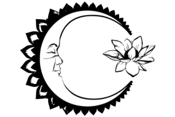 Moonlit Serenade: ACrescent Moon and a Flower