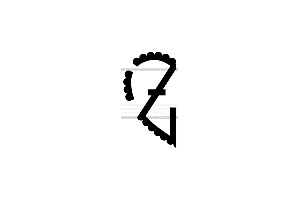 Black Scalloped Letter Z on White Background