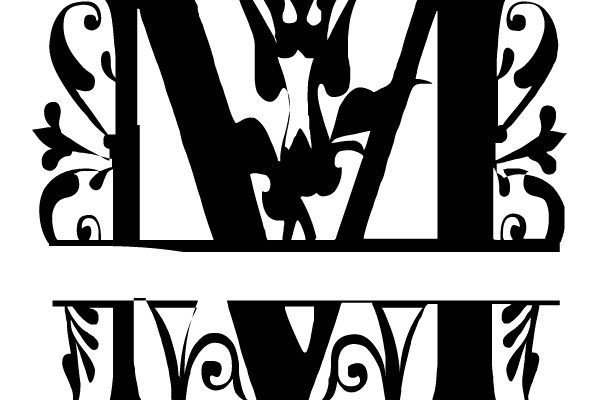 Three-Part Monogram with Flourishes