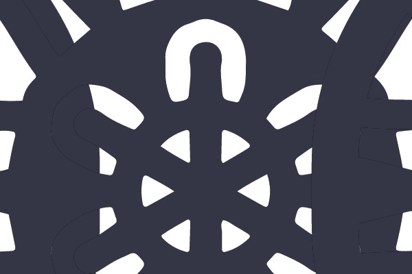 Stylized Decorative Artwork: A Geometric Pattern with a Central Motif