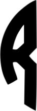 A Simple Black and White Image with a Curved Letter 'R'