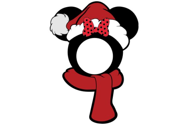 Mickey Mouse's Festive Holiday Attire: A Red Santa Hat and a Polka Dot Bow Tie