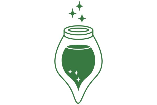A Whimsical Illustration of a Green Bottle with Stars