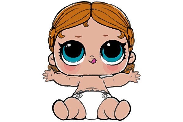 A Charming Baby Doll with Big Blue Eyes and Pink Hair.