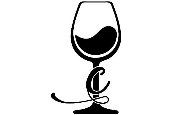 Elegant Wine Glass Icon with a Curly Stem