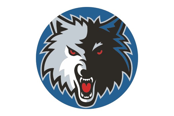 Bicolor Wolf Head in Circle