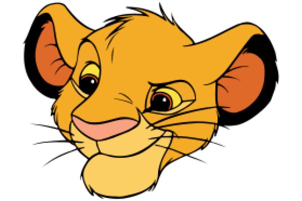 A Whimsical Lion's Face: A Cartoon Character with a Smile and a Thoughtful Expression