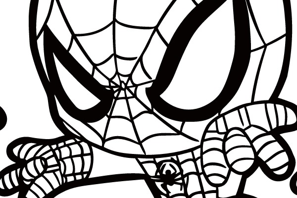 Web-Slinging Whimsy: A Chibi Spider-Man Coloring Page