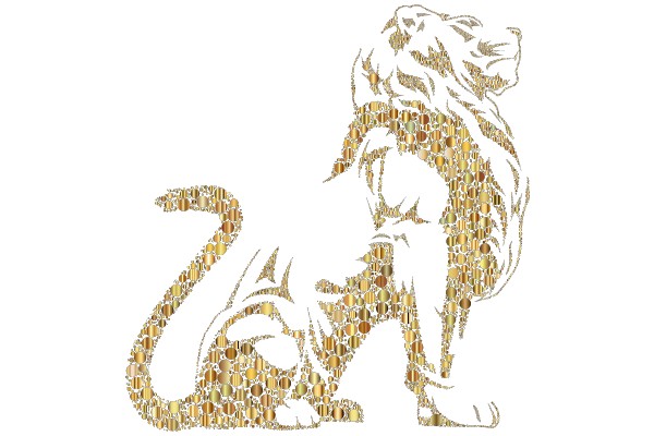 Golden Mosaic: The Majesty of a Lion