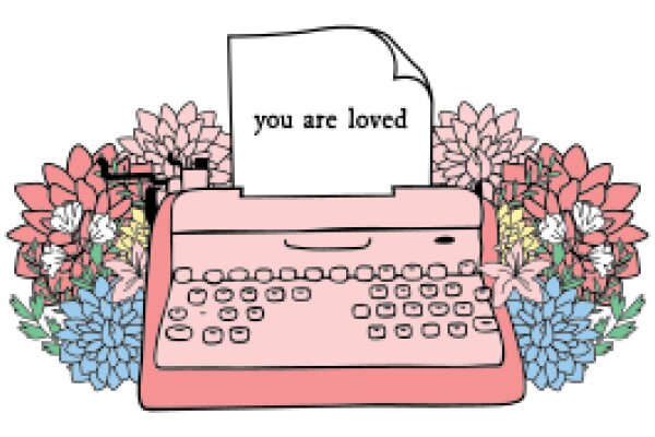 A Heartfelt Message: A Typewriter with a Flowery Surrounding and a Paper with the Words 'You Are Loved' on It