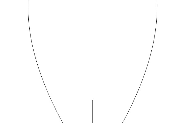 Simplified Geometric Shape: A White Outline of a Rounded Object with a Flat Bottom
