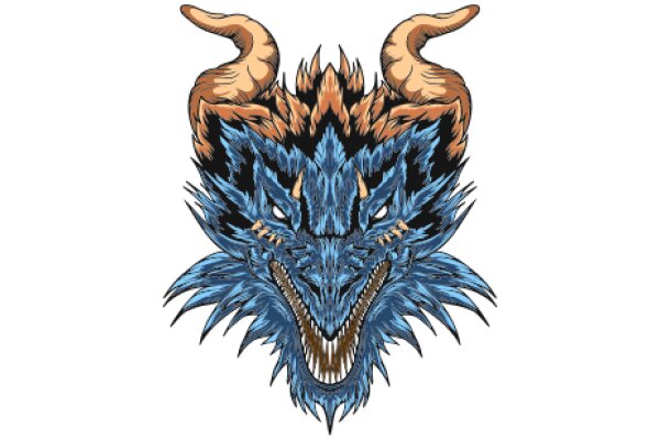 Fantasy Creature Illustration: A Mythical Beast with Horns and Tentacles