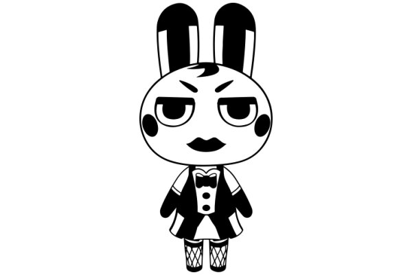 Stylish Cartoon Character: A Fashionable Bunny with a Bow Tie and a Bowler Hat