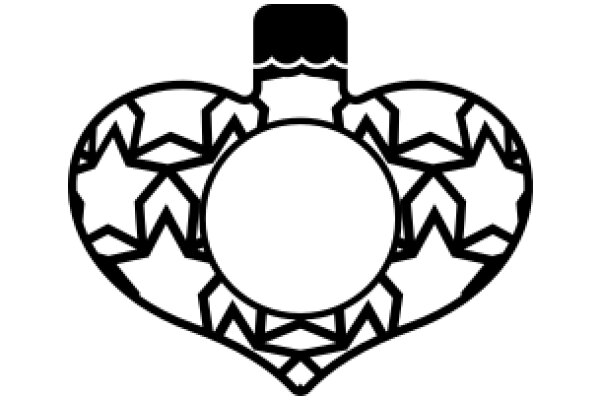 Stylized Heart with Geometric Patterns and a Crescent Moon