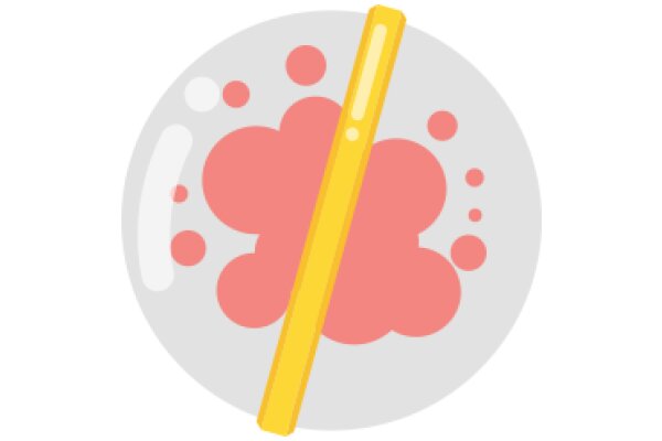 A Colorful Scene with a Yellow Pencil and a Pink Bubble