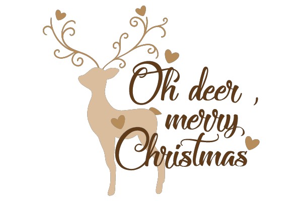 Whimsical Christmas Greetings with Stag Silhouette and Heart Design