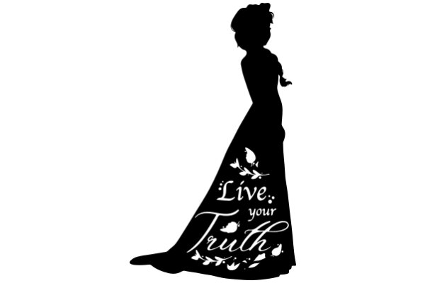 Silhouette of a Woman in a Gown with the Words 'Live Your Truth' Embroidered on It