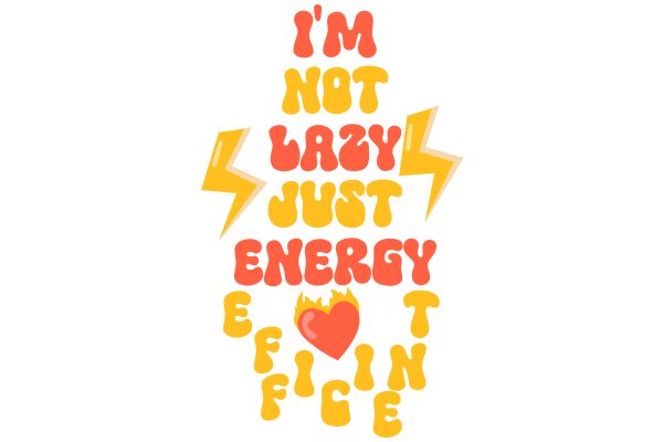 A Playful Affirmation: 'I'm Not Lazy Just Energy' - A Graphic Design with a Heart and a Lightning Bolt