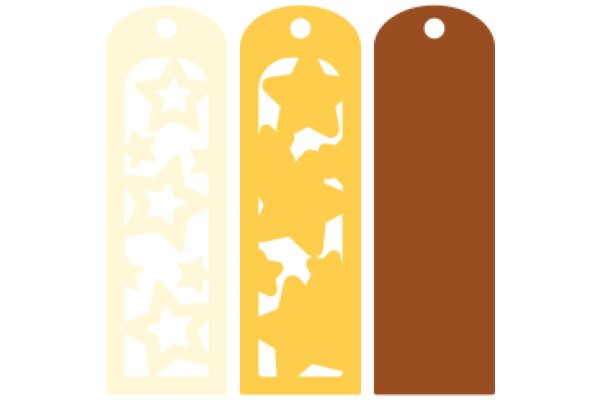 Three Stylish Ribbons with Star Patterns, Each in a Different Color: Yellow, Brown, and White