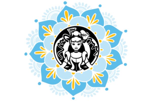 Stylized Floral Pattern with a Central Character