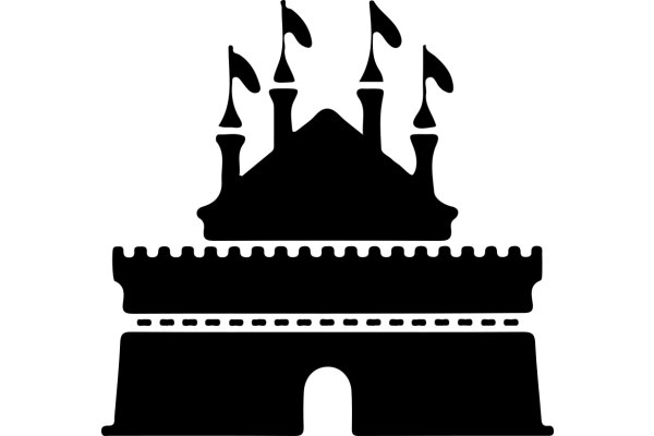 Silhouette of a Majestic Castle with Flags