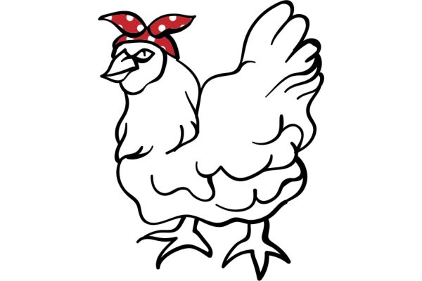 A Charming Cartoon Chicken with a Red Bow