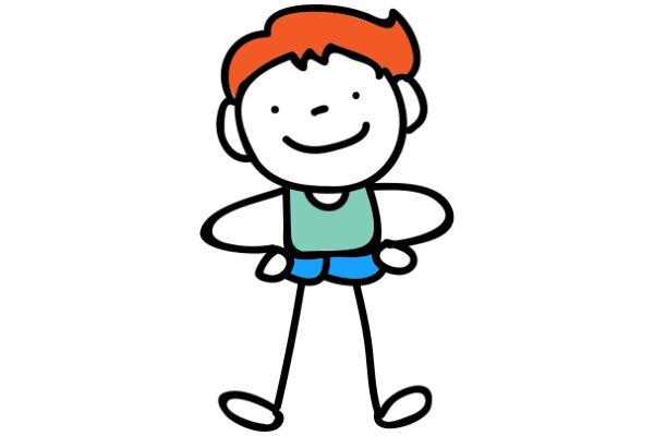 A Friendly Cartoon Character: A Smiling Boy with Red Hair and a Blue Shirt