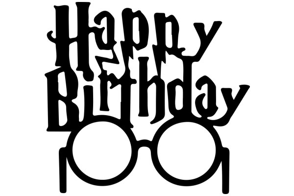 Happy Birthday Wishes: AGlasses Frame with the Words 'Happy Birthday' in a Stylized Font