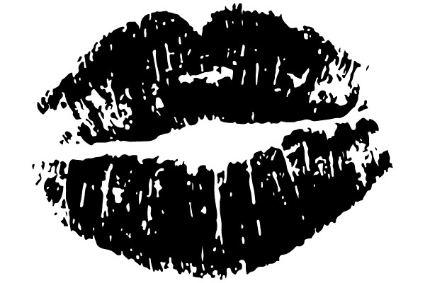 Black Lips on White Background