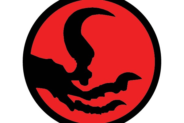 Black and Red Silhouette on Red Circle