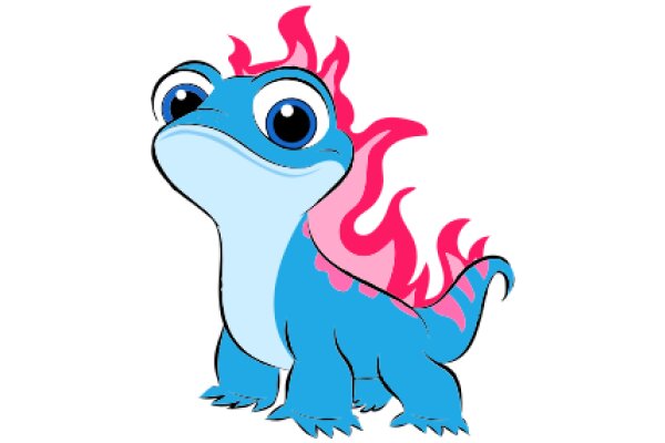 Vividly Colored Cartoon Frog with Flames on Its Head