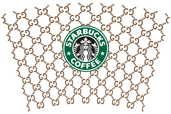 Starbucks Coffee Logo Embellished with G G Pattern