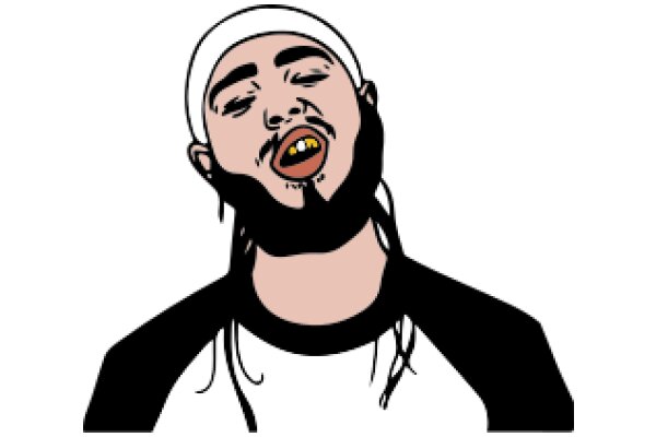 A Cartoon Character with a Beard and a White Headband, Looking Upwards with a Smile.
