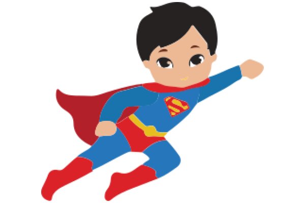 Superhero Illustration: A Cartoon Character in a Blue and Red Suit