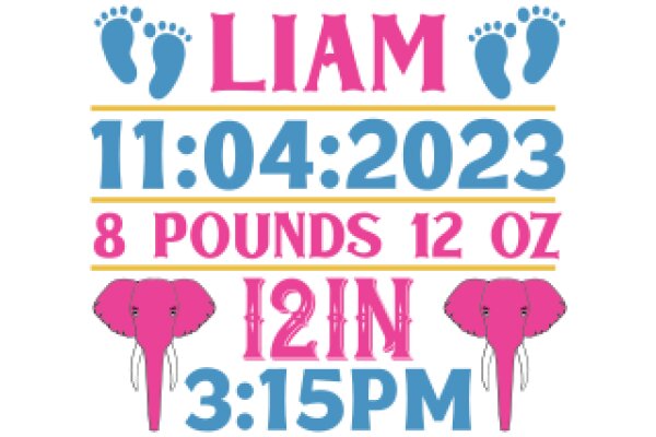 Liam's 2023 Milestone: 11:04:2023 - 8 Pounds 12 OZ - 12 IN - 3:15 PM