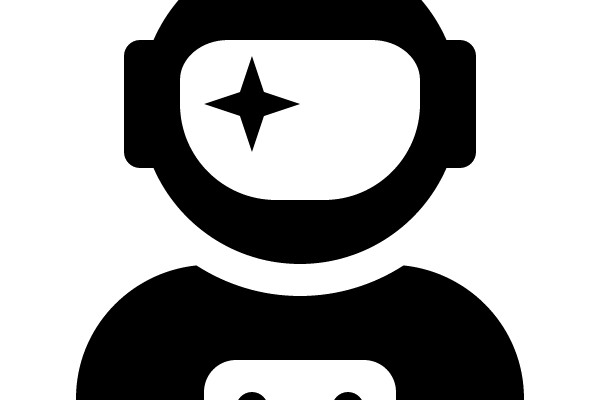 Astronaut Icon with Star and Phone Symbol