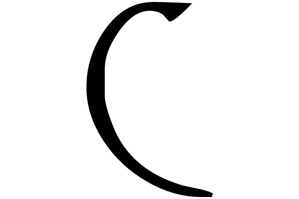 Black C-shaped Symbol on White Background