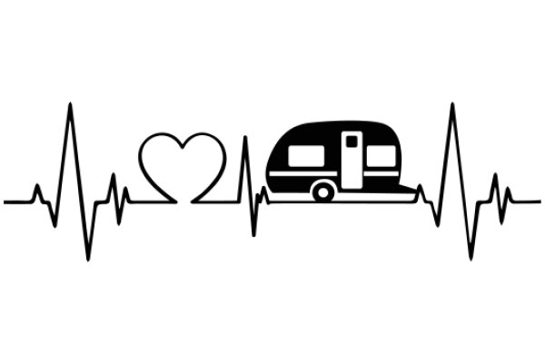 A Heartfelt Journey: An ECG Line with a Car and a Heart Symbol